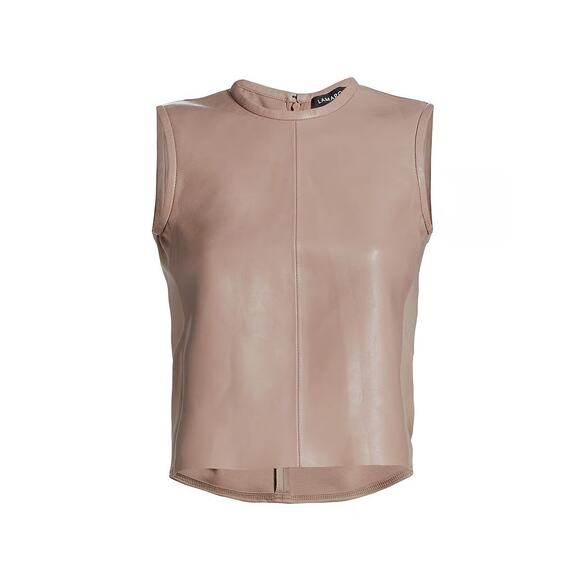 LAMARQUE SOFIA SLEEVELESS LEATHER TOP SIROCCO - Picture 1 of 7